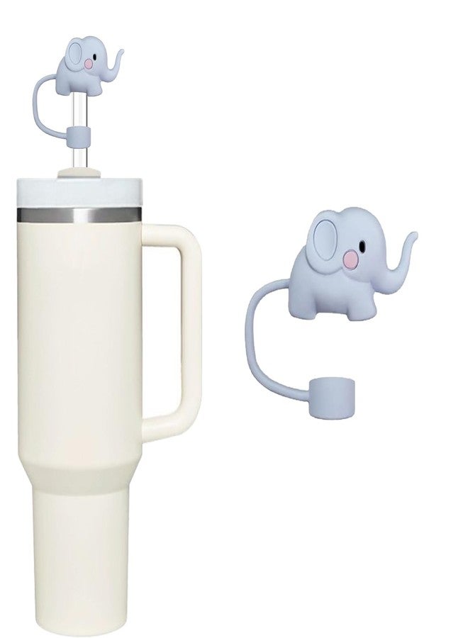 GANPUB Elephants Silicone Animal for stanley straw cover Caps for Stanley Tumbler - Compatible with 30oz & 40oz Tumblers, 0.4in Dust-Proof Reusable straw toppers. - Image 1