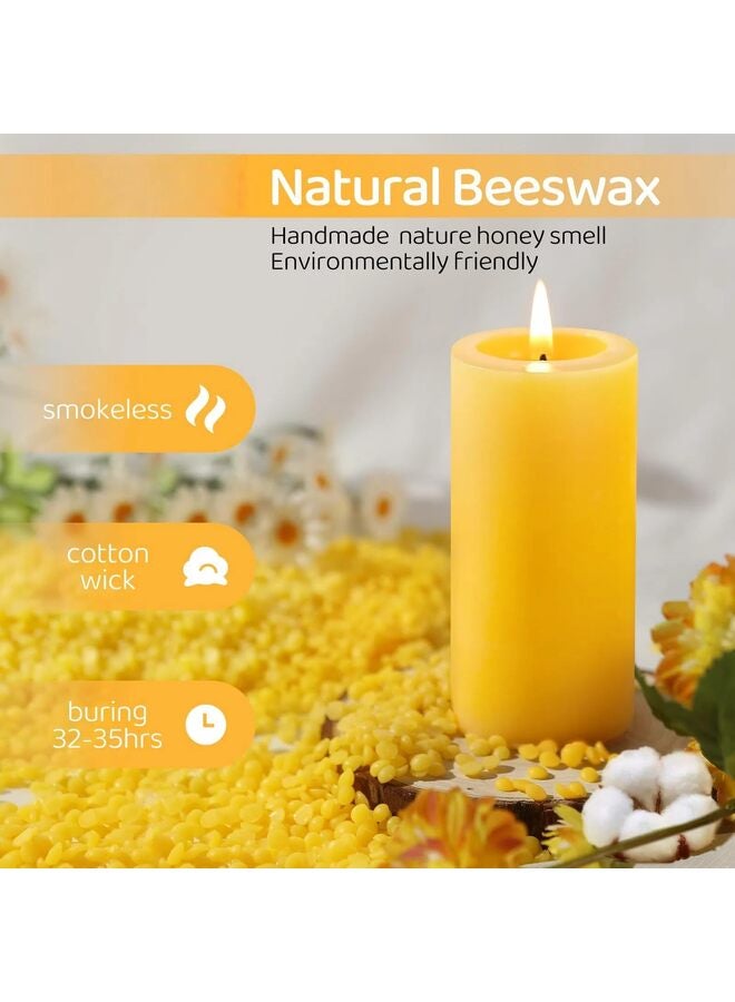 Natural Beeswax Pillar Candles,140 Hours Long Burning Pure Beeswax Candles Bulk,Unscented Bees Wax Candles for Home,Prayer,Dripless Smokeless Organic Beeswax Candles 2x4in-6pack - Image 2