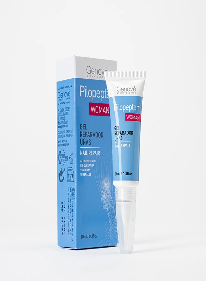 Genove Genové Pilopeptan Woman Nail Repair Gel 10ml - Keratin Treatment for Brittle Nails, Hydrating Cuticle Cream & Strengthening Growth Serum for Flaking
