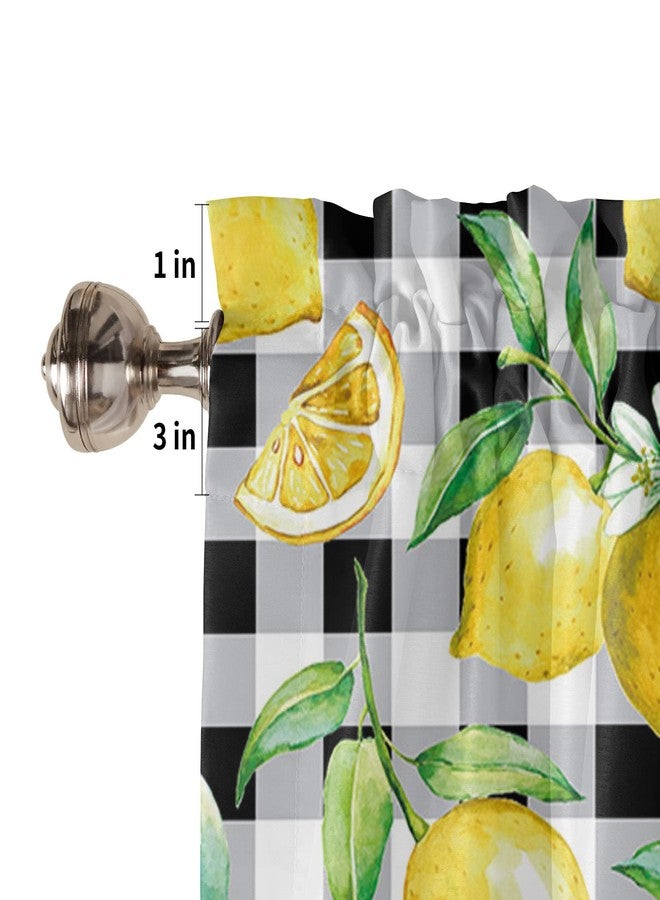 Litter Star Watercolor Fresh Fruit Window Valance Rod Pocket Panel for Kitchen Bedroom Windows Yellow Lemon on Black Buffalo Check Plaid Valances Short Curtain Bathroom Treatment Drapes - Image 5