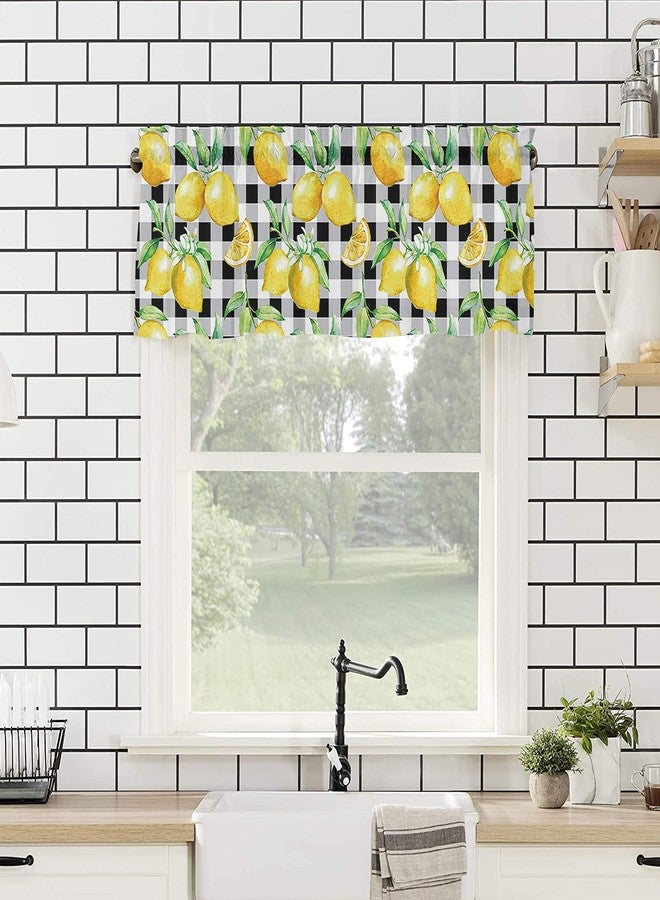 Litter Star Watercolor Fresh Fruit Window Valance Rod Pocket Panel for Kitchen Bedroom Windows Yellow Lemon on Black Buffalo Check Plaid Valances Short Curtain Bathroom Treatment Drapes - Image 4