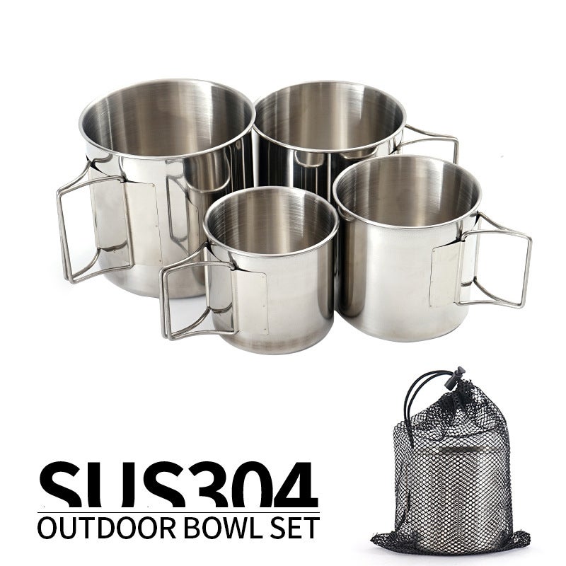 Generic Stainless Steel Camping Tableware Set 4Pcs White [304 stainless steel]]