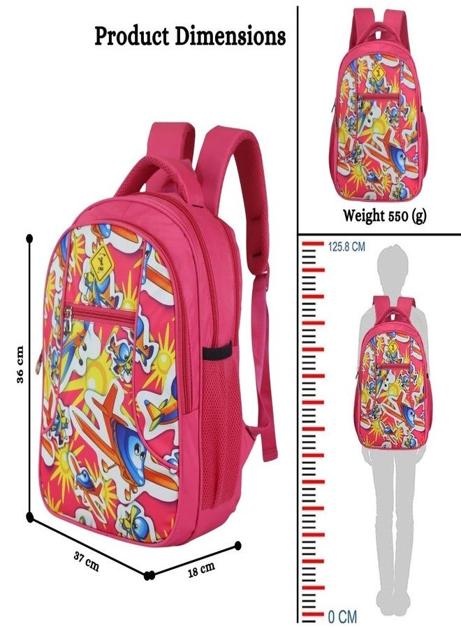 Ligo 14 Inch Seaside Kids School bags for boys 13 Liters school bag for girls with Bottle Pocket and Front Organizer school bag for girls (Pink) - Image 2