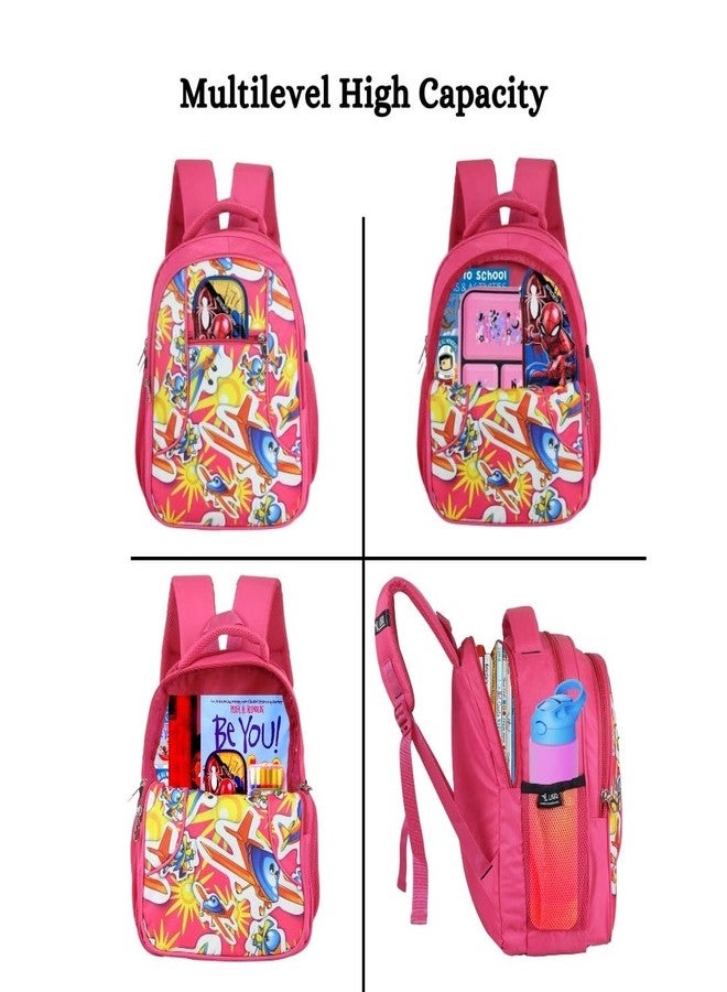 Ligo 14 Inch Seaside Kids School bags for boys 13 Liters school bag for girls with Bottle Pocket and Front Organizer school bag for girls (Pink) - Image 5