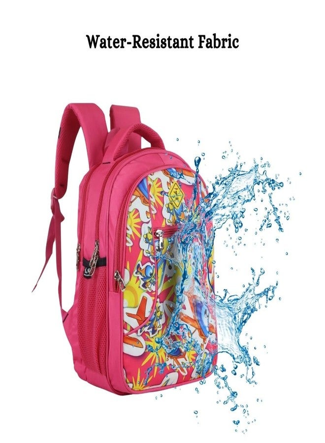 Ligo 14 Inch Seaside Kids School bags for boys 13 Liters school bag for girls with Bottle Pocket and Front Organizer school bag for girls (Pink) - Image 4