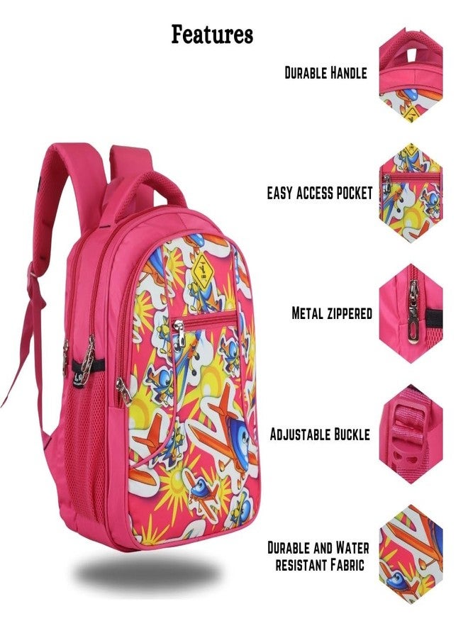 Ligo 14 Inch Seaside Kids School bags for boys 13 Liters school bag for girls with Bottle Pocket and Front Organizer school bag for girls (Pink) - Image 3