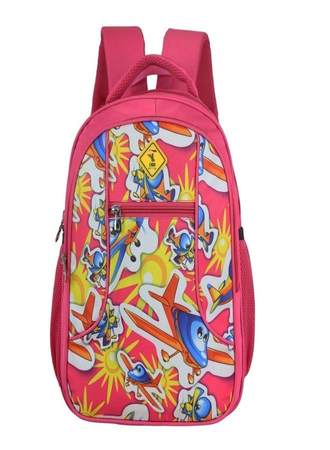 Ligo 14 Inch Seaside Kids School bags for boys 13 Liters school bag for girls with Bottle Pocket and Front Organizer school bag for girls (Pink) - Image 1
