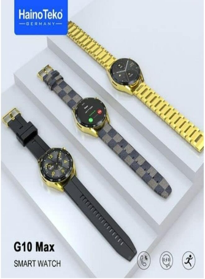 Haino Teko G10 Max Smart Watch Gold Edition with Bluetooth NFC and Wireless Charging Three Bands - Image 3