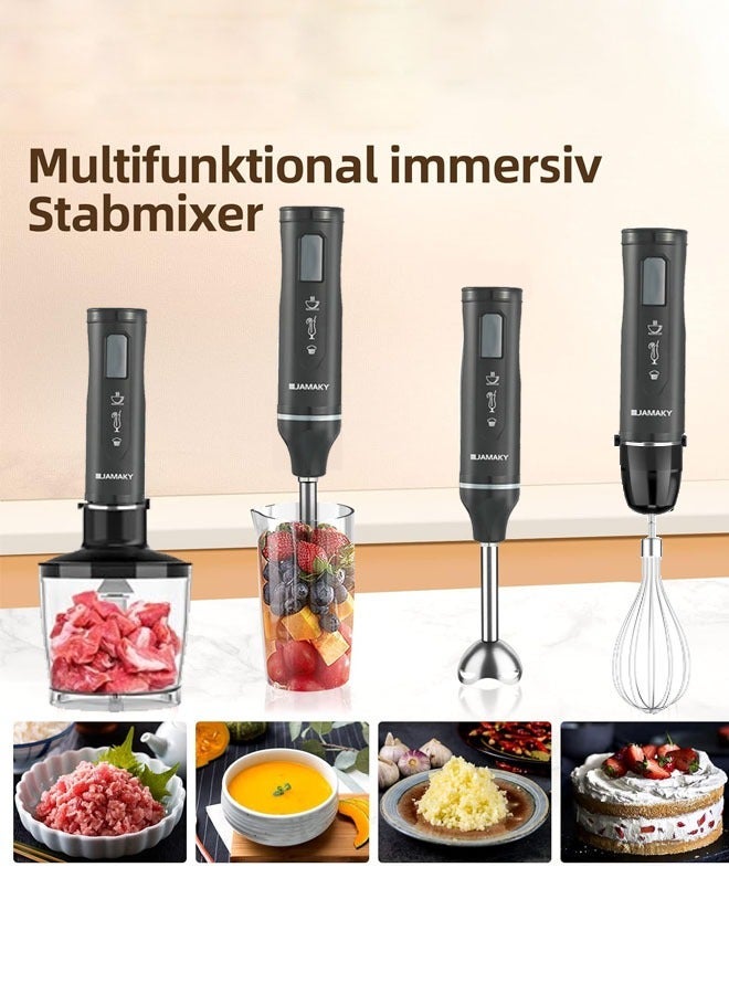 JAMAKY 4 in 1 Hand Blender with Choper,Whisk,700ml Measuring Cup,2000W JMA3004A,Black - Image 2