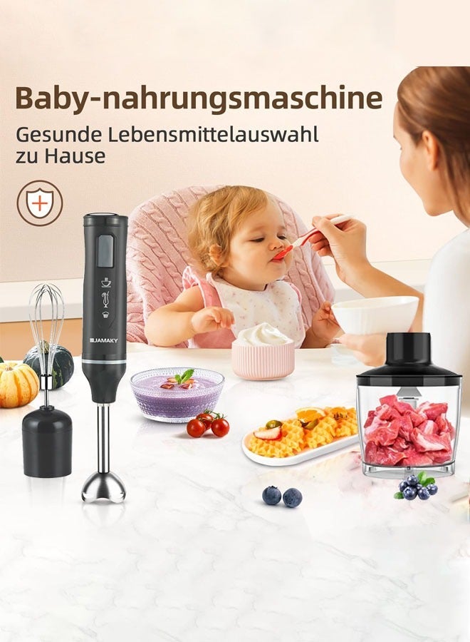 JAMAKY 4 in 1 Hand Blender with Choper,Whisk,700ml Measuring Cup,2000W JMA3004A,Black - Image 3