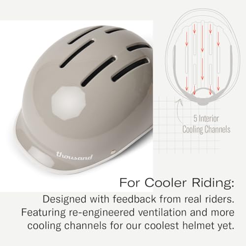Thousand Heritage 2.0 Adult Bike Helmet; The Original Low Profile Retro Commuter Cycling Helmet Safety Certified for Bicycle Skateboard Skating Roller Skates; for Men & Women (Dove Grey, L) - Image 5