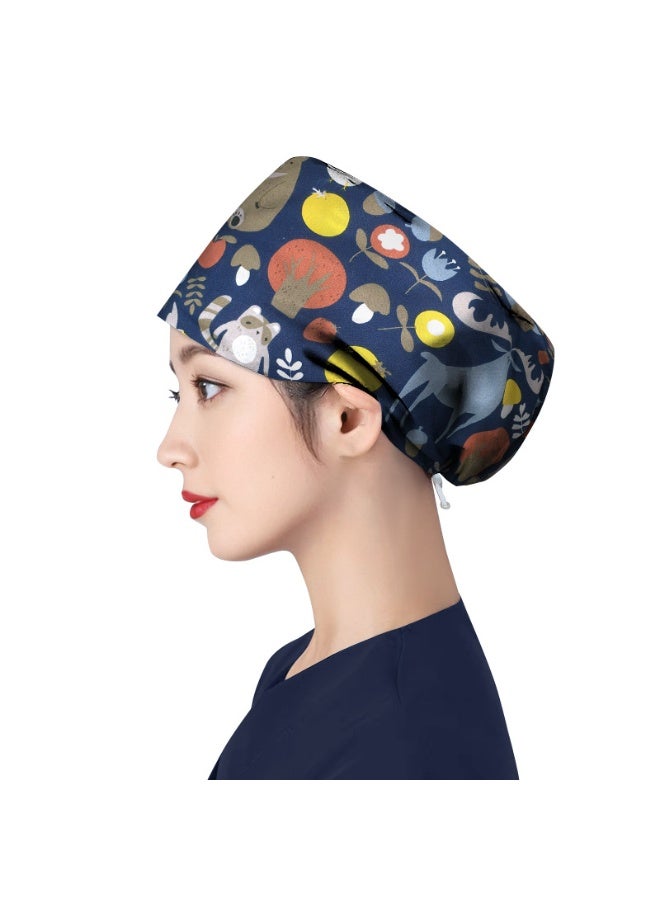NIBEMINENT Women's Long Hair Nursing Cap Cotton Adjustable Medical Hospital Surgical Cap Unisex Anesthesiologist Nurse Working Scrub Caps