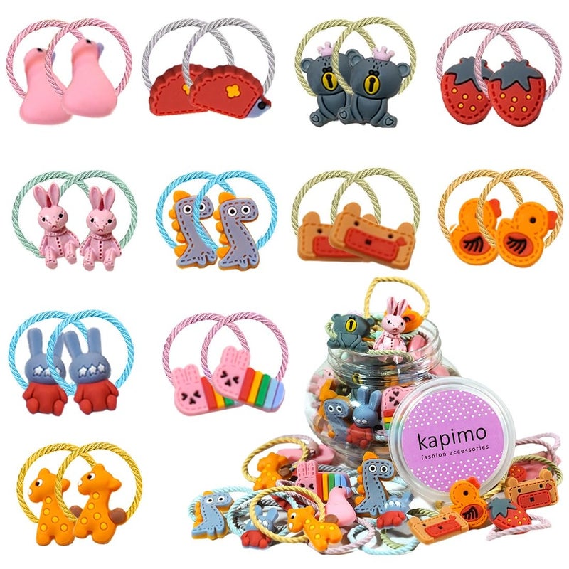 kapimo 30 Pcs Mix Elastic Hair Rubber Bands for Girls Kids Baby Hair Ties Hairband Accessories Fancy Cute Patterns - Image 1
