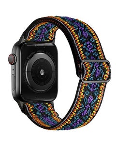 Nylon Solo Loop Stretchy Straps For Apple Watch Band 41mm 40mm 38mm, Elastic Wristbands Strap for iwatch Series 9 8 7 6 5 4 3 2 1 SE 2 SE Bohemian Blue