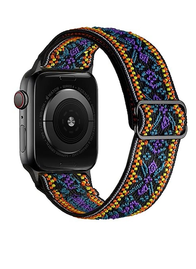 Generic - Nylon Solo Loop Stretchy Straps For Apple Watch Band 41mm 40mm 38mm, Elastic Wristbands Strap for iwatch Series 9 8 7 6 5 4 3 2 1 SE 2 SE Bohemian Blue - Image 1