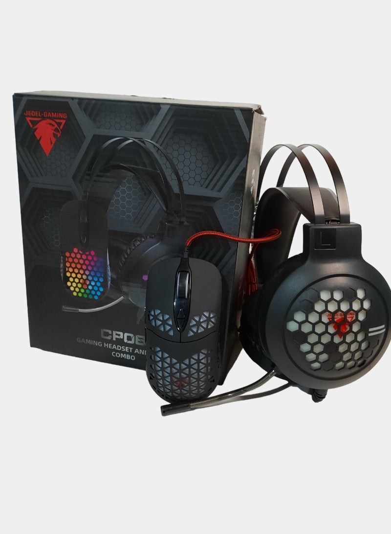Jedel CP06 Set of 2 in 1 RGB Wired Gaming Headphones With Microphone And Mouse Gaming Headset - Image 1