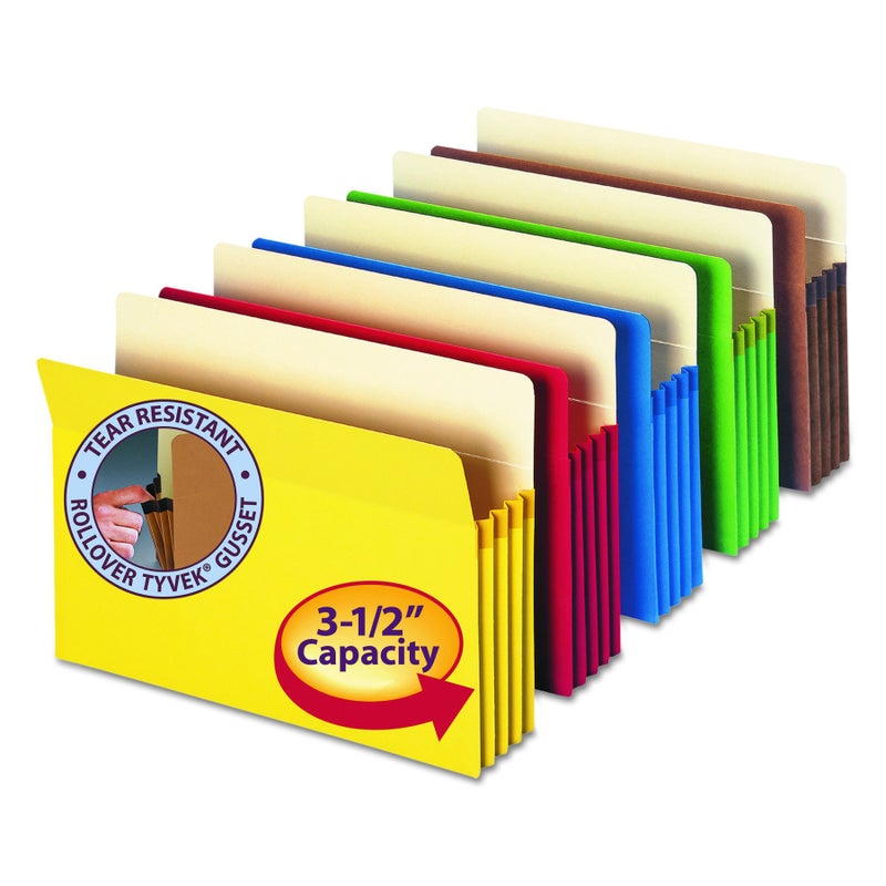 Smead File Pocket, Straight-Cut Tab, 3-1/2" Expansion, Letter Size, Assorted Colors, 5 per Pack (73892) - Image 1