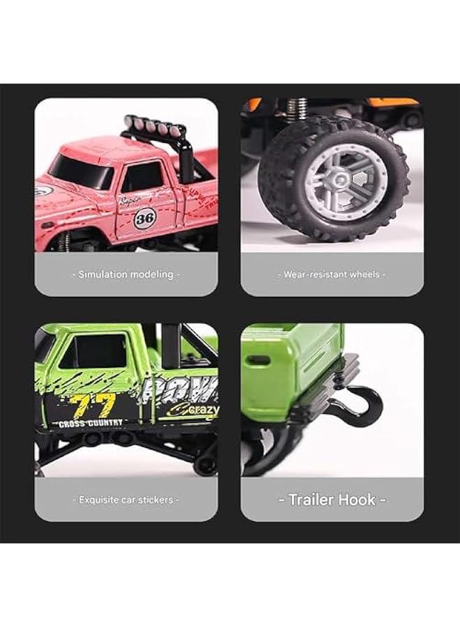 Mini Rc Monster Truck, Mini Monster Trucks, 1:64 Scale Monster Truck Remote Control Car with Lights, Mini Rc Truck with Trailer, Mini Drift Rc Car, 2.4ghz Remote Control (Green) - Image 4