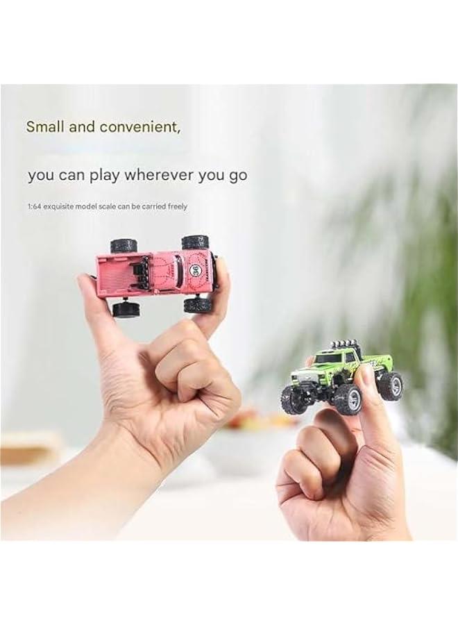 Mini Rc Monster Truck, Mini Monster Trucks, 1:64 Scale Monster Truck Remote Control Car with Lights, Mini Rc Truck with Trailer, Mini Drift Rc Car, 2.4ghz Remote Control (Green) - Image 5