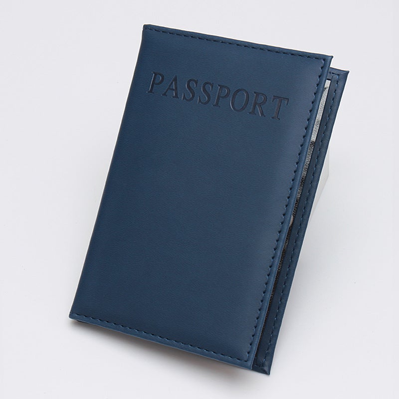 Custom Logo Leather Passport Holder Dark blue 