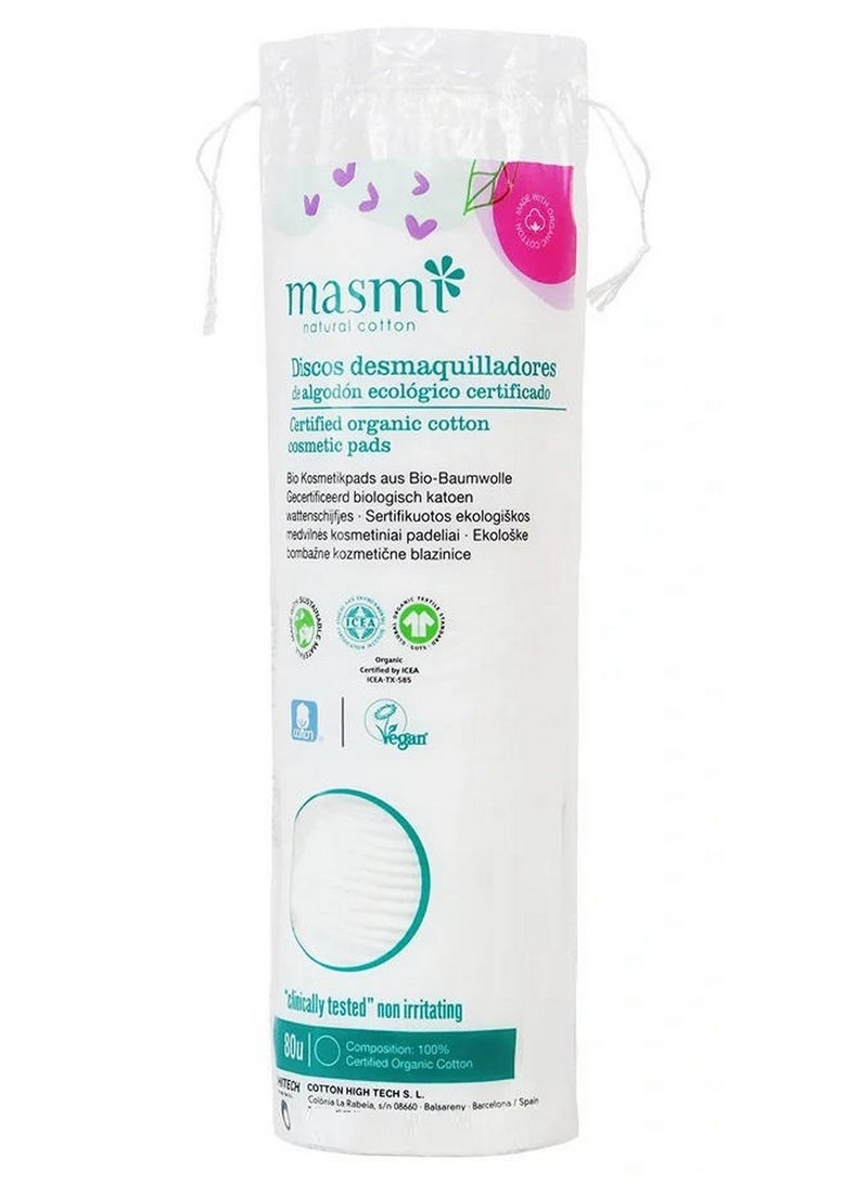 Masmi 100% Organic Cotton Cosmetic Round Pads 80 Pcs - Image 1