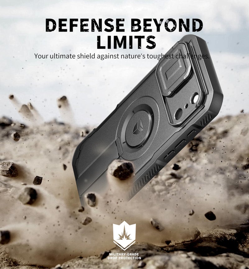 Dexnor for iPhone 17 Pro Max Case with Privacy Screen Protector, [2 Front Frame & Built-in Flip Camera Cover & Kickstand], Compatible with MagSafe, Heavy-Duty Rugged Shockproof Case, 6.9 inch Black - Image 5