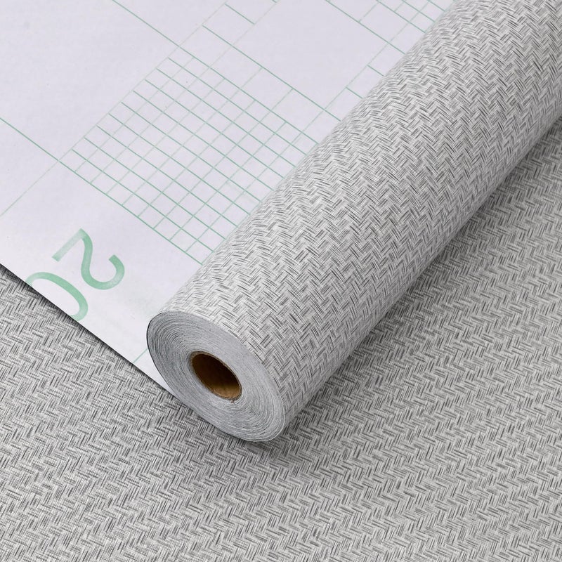Haimin Fabric Wallpaper Textured Contact Paper (24in X 393in) Gray Grasscloth Wallpaper Peel and Stick Faux Linen Wall Paper Self-Adhesive Vinyl Looks Like Woven Straw - Image 4