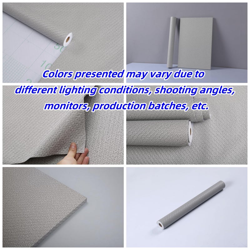 Haimin Fabric Wallpaper Textured Contact Paper (24in X 393in) Gray Grasscloth Wallpaper Peel and Stick Faux Linen Wall Paper Self-Adhesive Vinyl Looks Like Woven Straw - Image 2