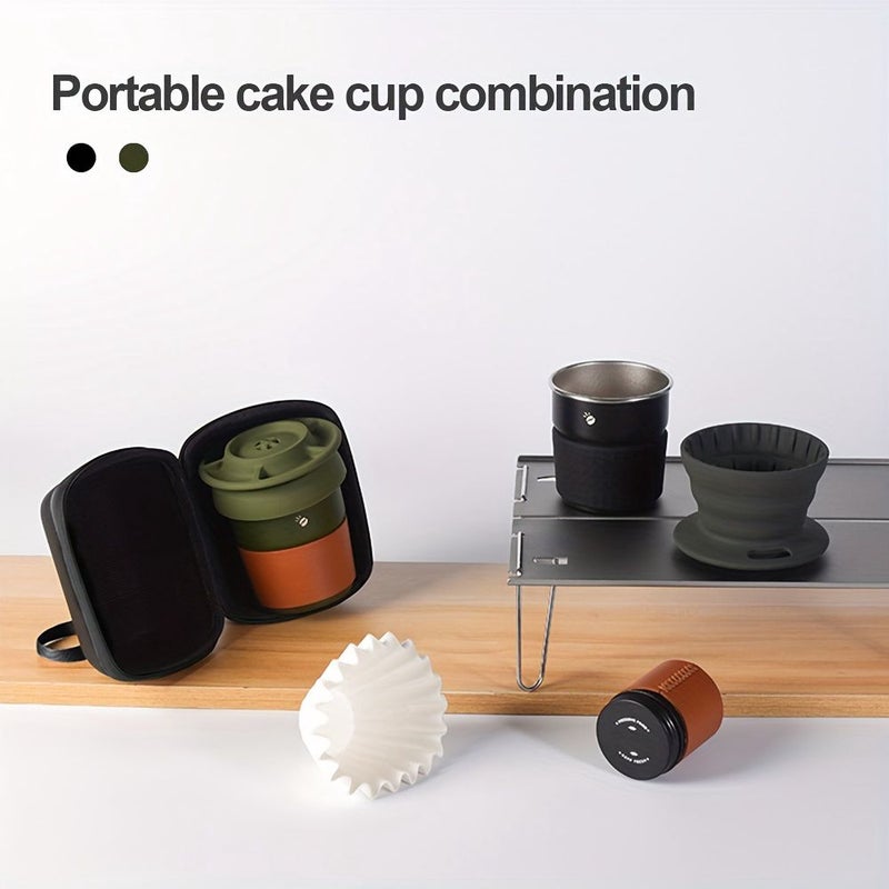 Portable Filter Coffee Maker Set V60 Silicone GREEN Hand Brewed Outdoor Camping Travel Coffee Kit with Combination Gift for Coffee Lovers Adventurers - Image 3