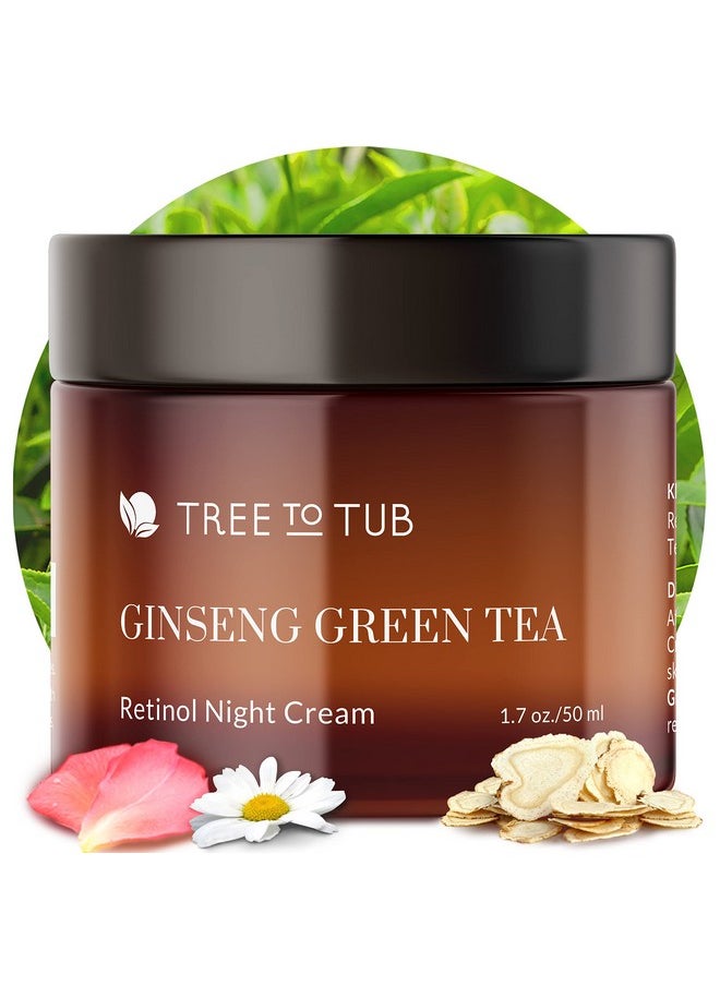 Tree to Tub - Tree to Tub Retinol Anti Aging Face Moisturizer for Dry & Sensitive Skin - Anti Wrinkle Hyaluronic Acid Facial Moisturizer, Vitamin A & E Night Cream for Women & Men w/Organic Aloe, Natural Ginseng - Image 1