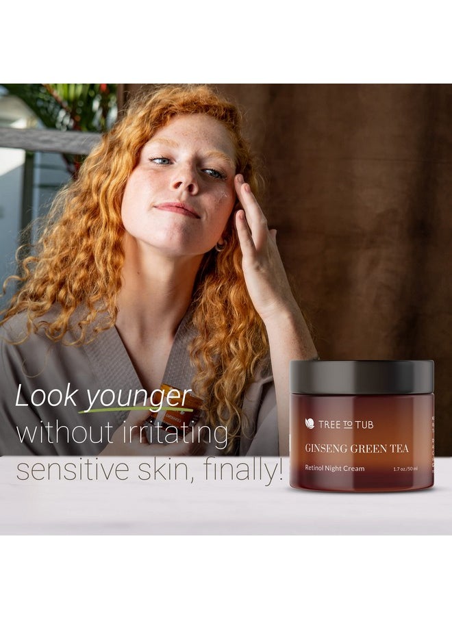 Tree to Tub - Tree to Tub Retinol Anti Aging Face Moisturizer for Dry & Sensitive Skin - Anti Wrinkle Hyaluronic Acid Facial Moisturizer, Vitamin A & E Night Cream for Women & Men w/Organic Aloe, Natural Ginseng - Image 1