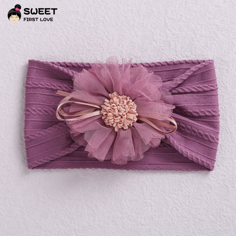 Children'S Headband Twist Jacquard Nylon Stretch Headband Mesh Tassel Sunflower Baby Headband - Image 1