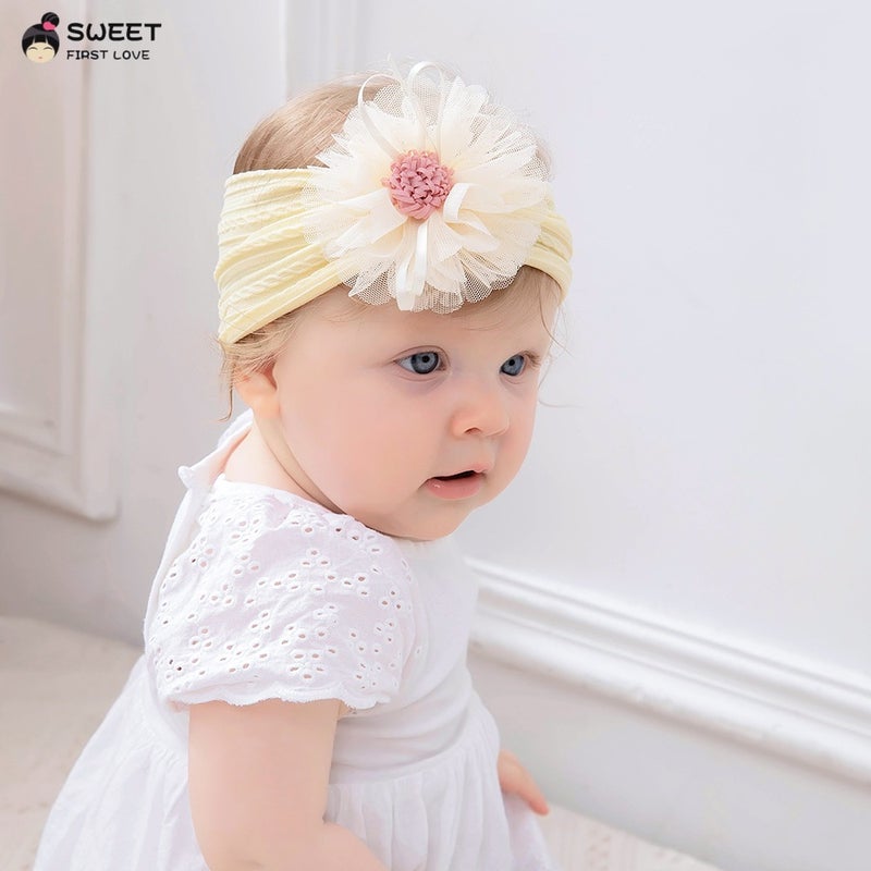 Children'S Headband Twist Jacquard Nylon Stretch Headband Mesh Tassel Sunflower Baby Headband - Image 2