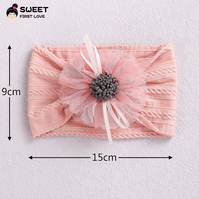 Children'S Headband Twist Jacquard Nylon Stretch Headband Mesh Tassel Sunflower Baby Headband - Image 5