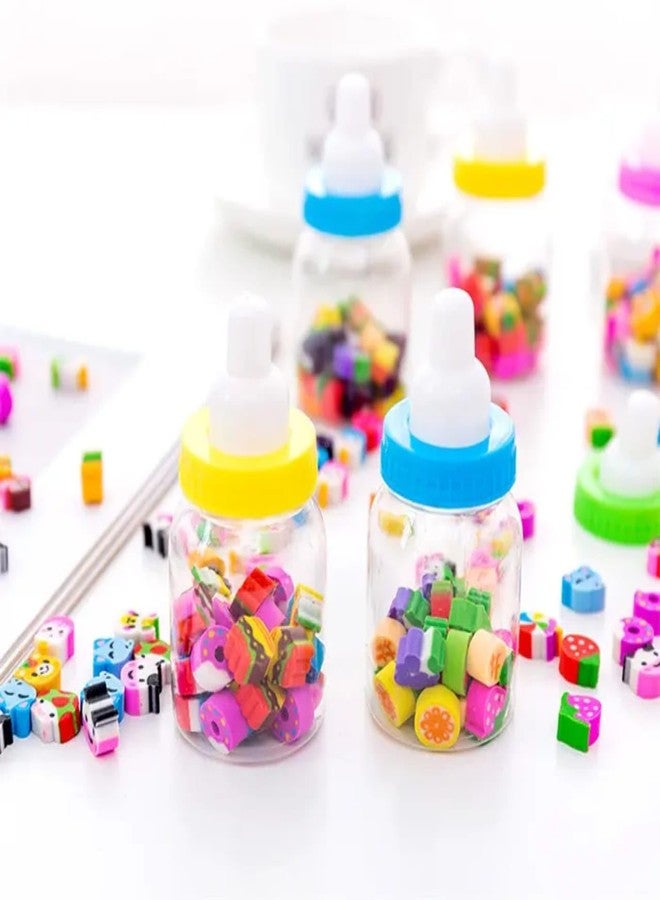 VTL Mini Bottle Erasers - Cute Cartoon Shape Pencil Erasers in Baby Bottle Container | Multicolors & Designs | Fun Stationery for Kids, School & Gifts (Pack of 3) - Image 3