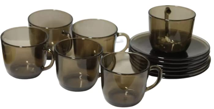 KIDZYMON Tea Cup and Saucer Set of 6 I Capacity 280 ml I Black Toughened Transparent Glass Service Set I Cup Size 77 CM Diameter 69 CM Height Saucer Size 135 CM Diameter 2 CM Height - Image 5
