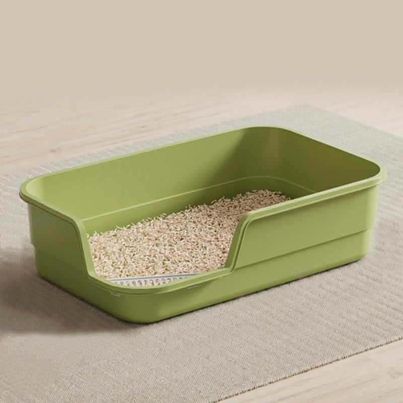 LoopTime Extra Large Cat Litter Box with High Sides,Cats Boxes for Indoor Cats,Cat Litter Pan for Kitty,Litter Box with Low Entry,Easy to Clean,Anti-Splashing,23.6" x15.7" x5.9" (Green) - Image 1