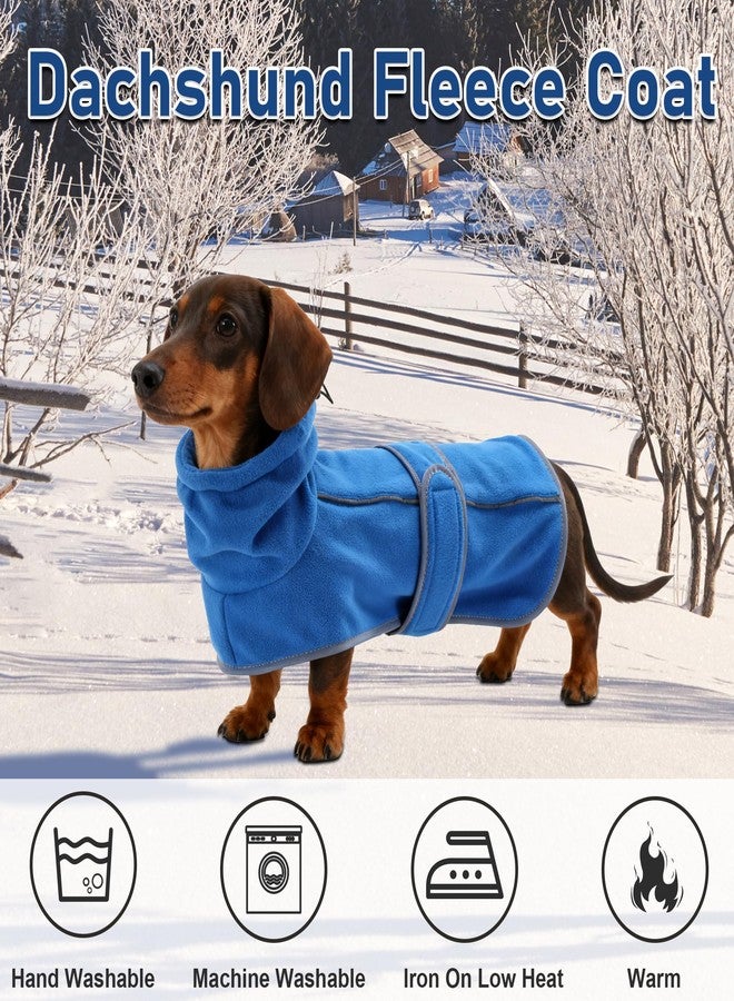TARFEPA Warm Fleece Dachshund Coats, Dachshund Sweater, Miniature Dachshund Sausage Dog Clothes Jacket, Wiener Corgi Pullover with Adjustable Bands (Blue, S) - Image 2