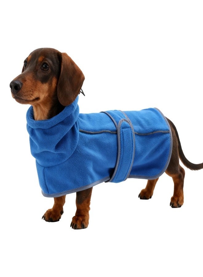 TARFEPA Warm Fleece Dachshund Coats, Dachshund Sweater, Miniature Dachshund Sausage Dog Clothes Jacket, Wiener Corgi Pullover with Adjustable Bands (Blue, S) - Image 1