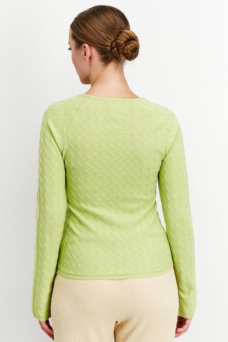 Asos Design Women Square Neck Textured Stitch Sweater, Green - Image 3