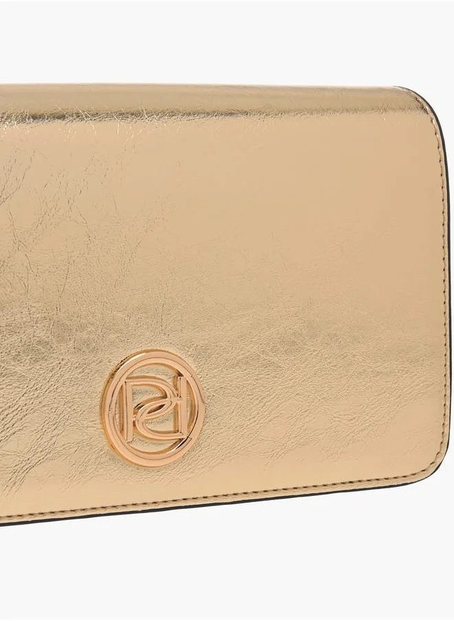 Paprika Women Logo Detail Crossbody Bag with Chain Strap and Flap Closure