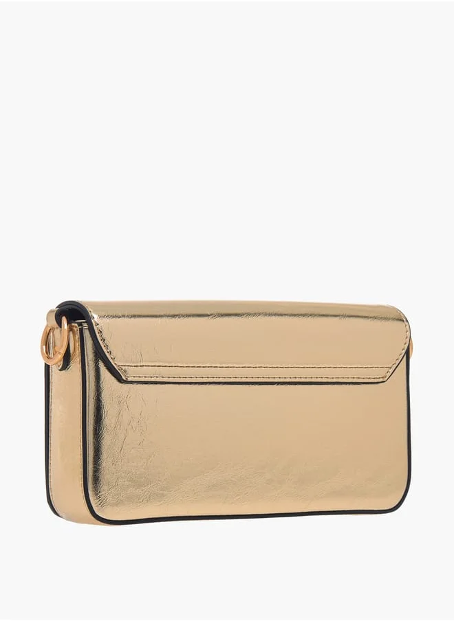 Paprika Women Logo Detail Crossbody Bag with Chain Strap and Flap Closure