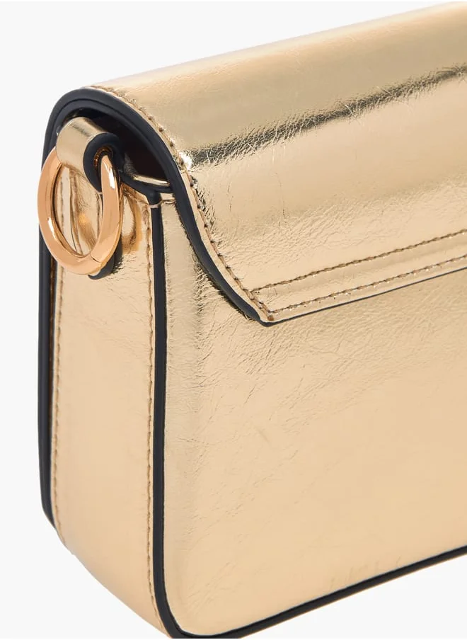 Paprika Women Logo Detail Crossbody Bag with Chain Strap and Flap Closure