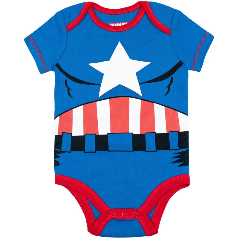 Marvel Avengers Spider-Man Iron Man Captain America Newborn Baby Boys 5 Pack Bodysuits Multi 0-3 Months - Image 3