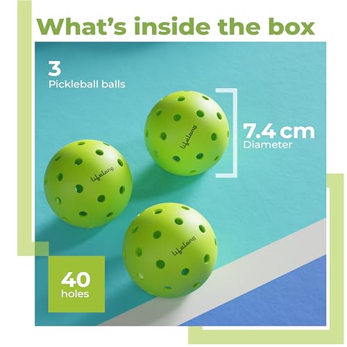 Lifelong Pickleball Balls with 40 Holes Indoor & Outdoor | Durable Pickleball Balls for All Pickleball Paddles & All Skill Levels (Pack of 3) High Bounce, Lightweight, Perfectly Balanced Balls, Green - Image 3