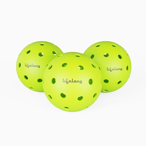 Lifelong Pickleball Balls with 40 Holes Indoor & Outdoor | Durable Pickleball Balls for All Pickleball Paddles & All Skill Levels (Pack of 3) High Bounce, Lightweight, Perfectly Balanced Balls, Green - Image 1