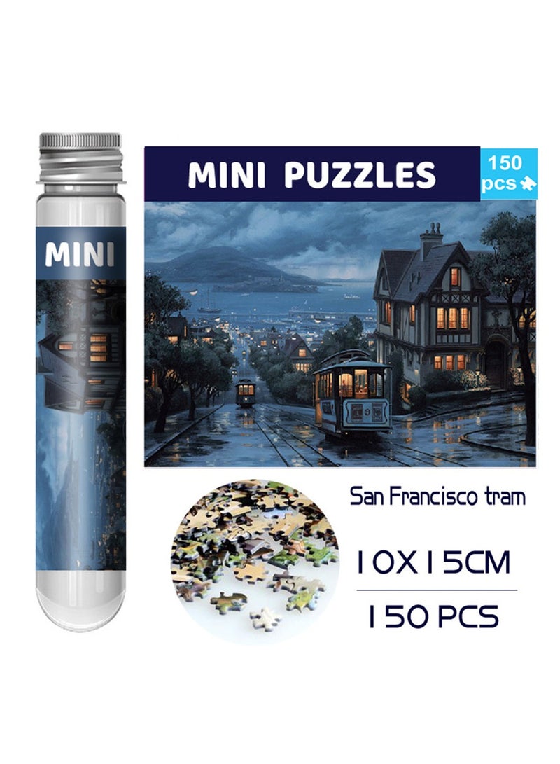 Mini Puzzle with 150 Tiny Pieces – San Francisco City Theme – Compact 10x15cm Puzzle for Adults and Kids – Portable Travel-Friendly Brain Game - Image 1