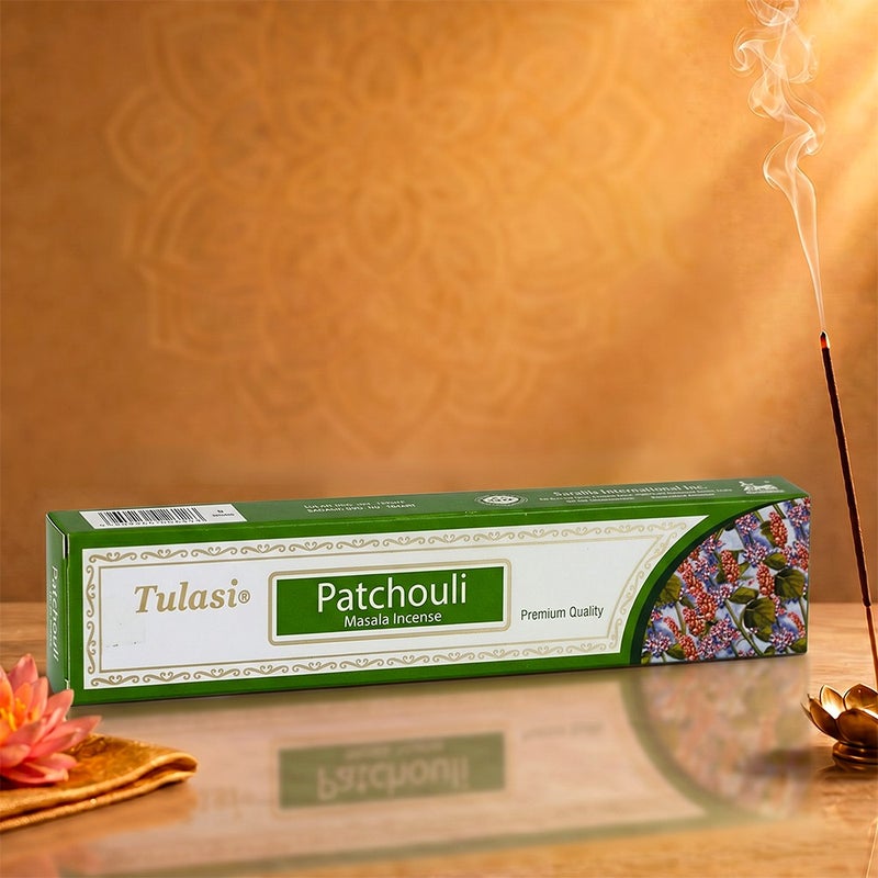 Tulasi Premium Masala Patchouli Incense Sticks (Agarbatti) for Pooja, Prayer, Meditation & Home Fragrance, 1 Pack - Image 5