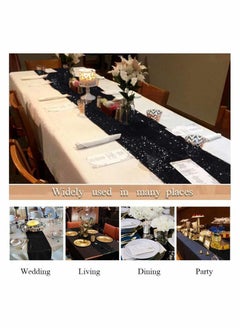 Excefore Sequin Table Runner Glitter Fabric Table Linens Decorations for Holiday Wedding Birthday Outdoor Party Decor 12x72 inch  - Image 4