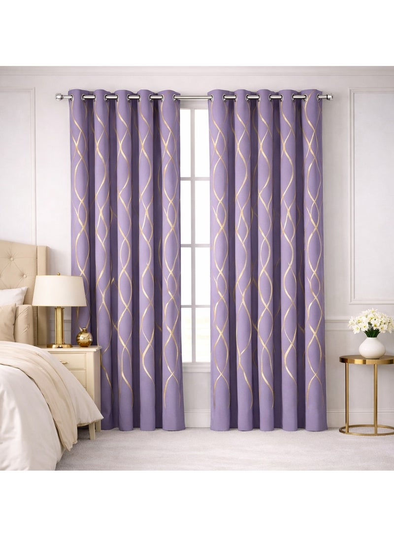 Bliss Casa Embossed Blackout Curtain Panels 140×240 cm – Thermal Insulated, Noise Reducing, Light & UV Blocking Grommet Drapes for Bedroom & Living Room, 2-Panels, (Lavender)